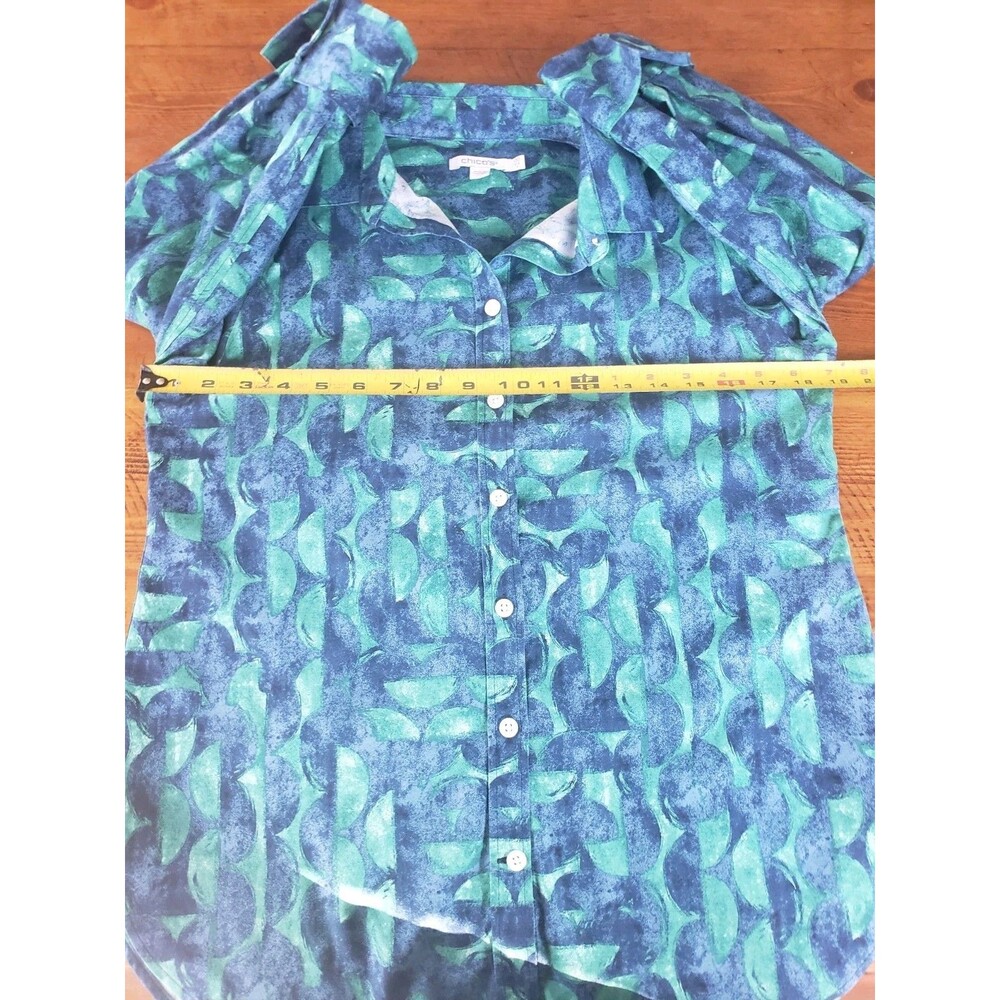 Chicos Chic Stretch Collared 3/4 Sleeve Cotton Spandex Button Blouse Sz 00 US 2 - Picture 9 of 13
